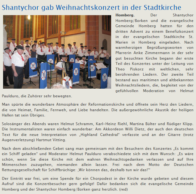 2014.12.17   Shantychor gab Weihnachtskonzert in der Stadtkirche www.seknews.de