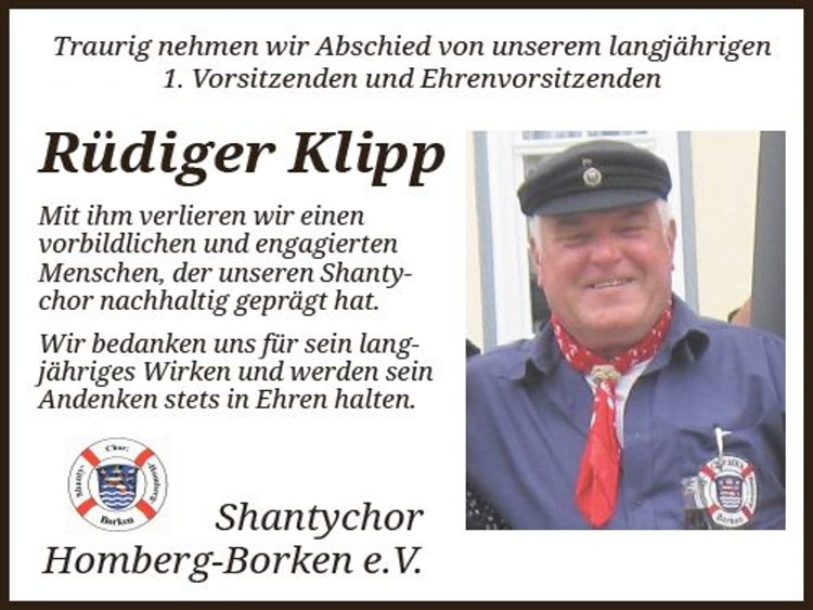 Nachruf auf unseren Kameraden Rüdiger Klipp